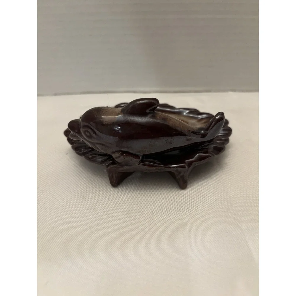 Vintage Art Deco Bahamas Mid Century Dolphin Nautical Ashtray Japan